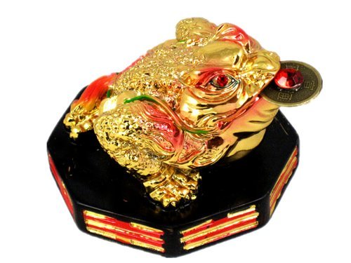 Feng Shui Three Legged Wealth Frog (Money Frog or Money Toad) on a Bagua Base to Attract Wealth and Good Luck