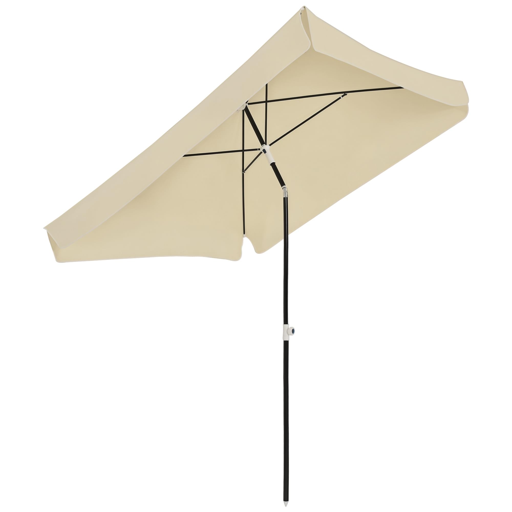 Outsunny Ombrellone 2x2m da Esterno con Tettuccio Regolabile Quadrato Crema | per Terrazza e Giardino, Portatile, in Metallo e Poliestere