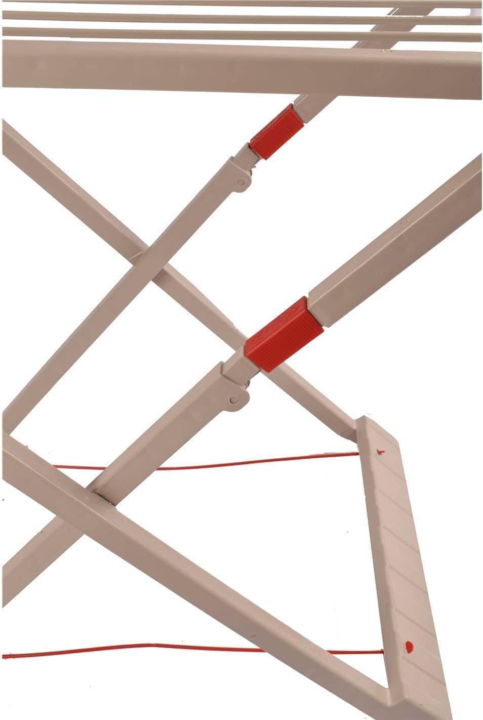 Stendibiancheria pieghevole con ali, 20 metri di superficie asciugante, in resina resistente al sole e alle intemperie, 180 x 108 x 55 cm, marrone