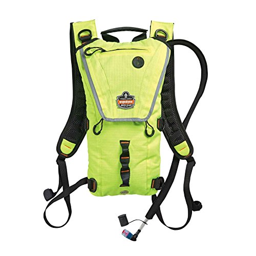 Ergodyne Chill-Its 5156 Hydration Backpack with Storage, Low Profile Pack, High Visibility Reflective, 3 Liter Bladder, Breakaway Shoulder Straps,Lime