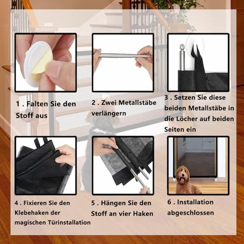 Treppenschutzgitter,Treppenschutzgitter Ohne Bohren Türgitter Türschutzgitter Türschutzgitter Ohne Bohren Treppengitter,Treppenschutzgitter Ausziehbar für Treppen Türen Terrasse(110x 72cm,Schwarz)