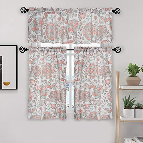 oremila Kitchen Curtain Valance Multi-Color Floral Window Valance for Kitchen and Bathroom, Rod Pocket, 54