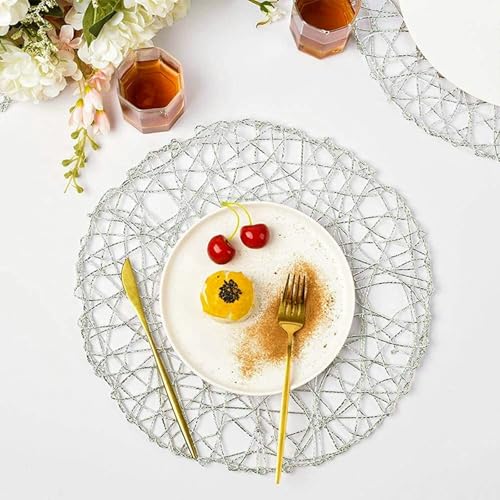 Set de table argenté 38 cm de cuisine et salle à manger lot de 4