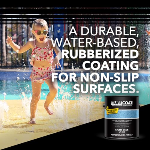 Image of Tuff Coat Medium Texture Rubberized Non-Skid Deck Coating - Textured Non-Slip Safety Surface for Pool Decks, Docks, Boat Ramps, Patios, Walkways & High-Traffic Areas (UT-210 Light Blue-5-gallon)
