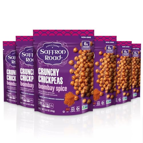 Saffron Road Roasted Bombay Spice Crunchy Chickpeas | High-Protein, Vegan,