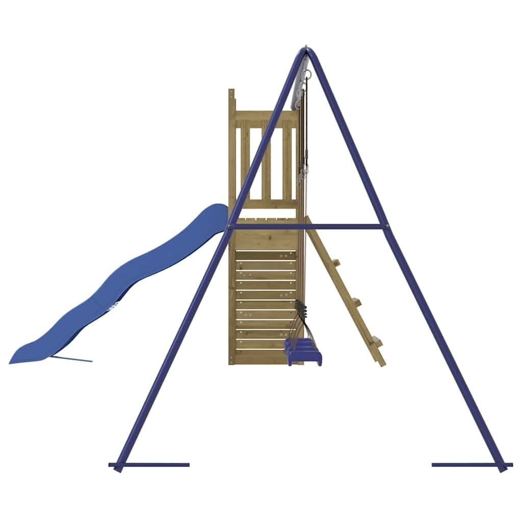 Spielturm aus imprägniertem Kiefernholz mit Rutsche Schaukel Klettergerüst für Garten Kinder outdoor Spielplatz, robustes Holz, inklusive Zubehör, für Kinder ab 3 Jahren, langlebig, sicher
