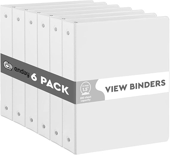 3 Ring Binder 1.5 Inch White, 1 ½ inch Binder Clear View