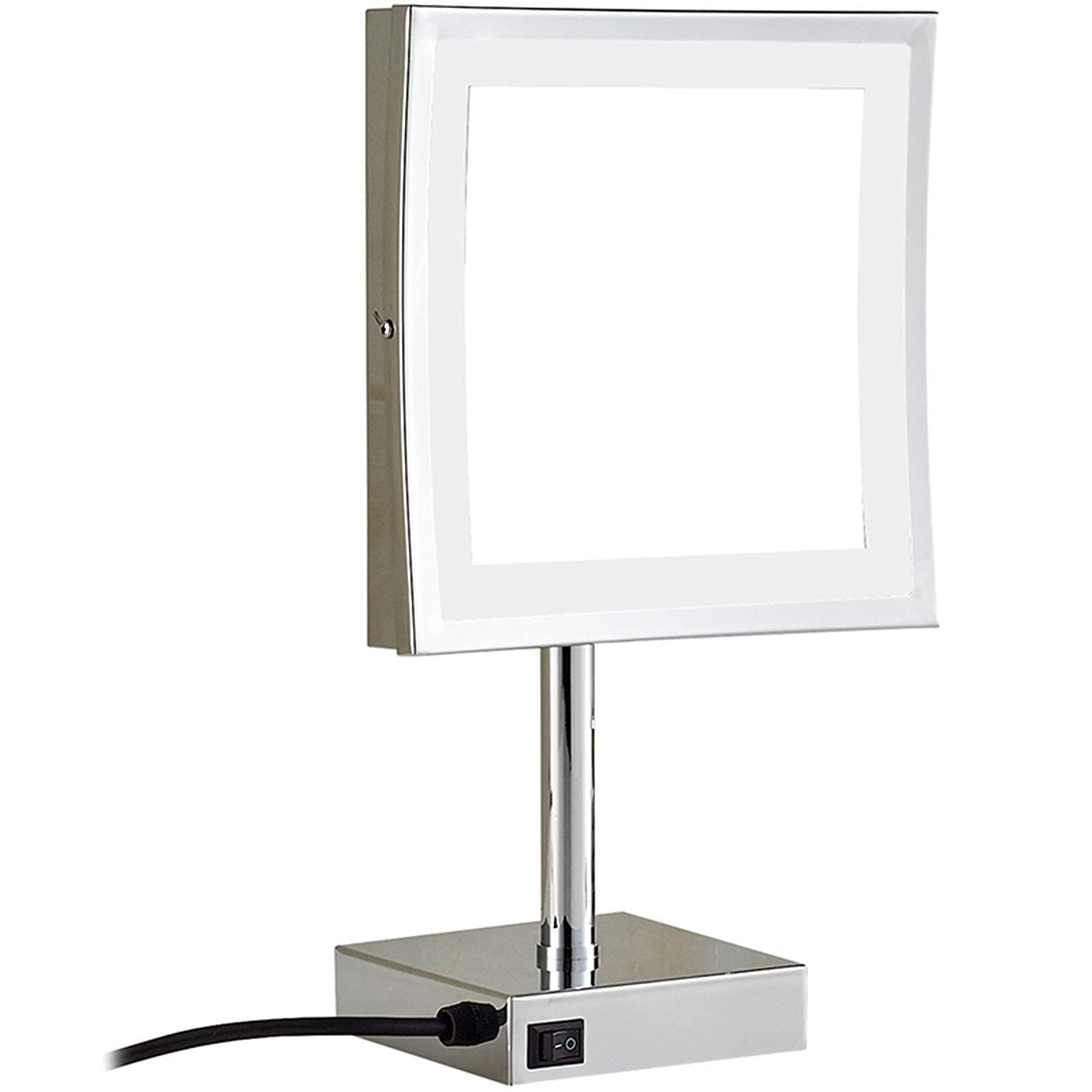 CFGJerWR Wall-mounted cosmetic mirror, with 360° Swivel - ExtendableIlluminated Mirror with 3X Magnification 8 Inch Countertop(Chrome)