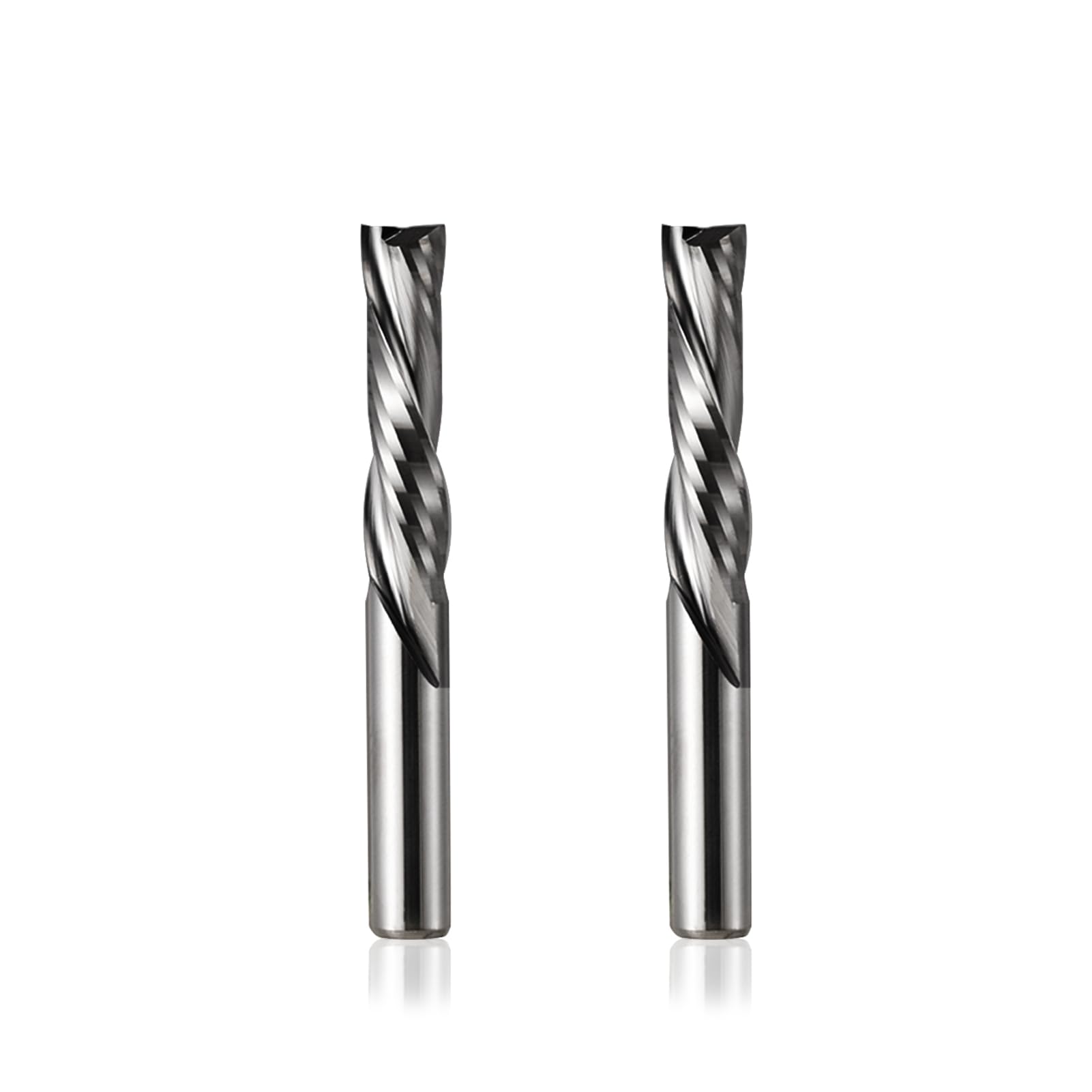 EU_HOZLY 6 mm trzonek 2 flety Down Cut Millionfrez, frez CNC, frez trzpieniowy, długość cięcia 25 mm, frez spiralny do drewna, frez podłużny do drewna, 2 sztuki (6 x 25 x 50 l)