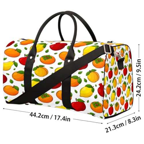 Lemon Apples Travel Duffel Bag, Persimmons Pears Peaches Sports Tote Gym Bag, Foldable Weekender Overnight Bag, Luggage Handle Bag for Women Men4