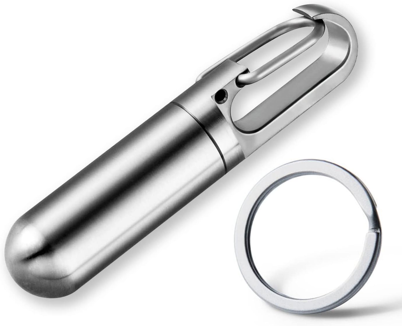 Keychain Pill Holder, Titanium Small Portable Pill Container, EDC Waterproof Travel Pill Box for Outdoor Camping