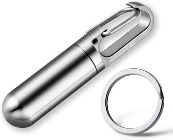 Keychain Pill Holder, Titanium Small Portable Pill Container, EDC Waterproof Travel Pill Box for Outdoor Camping
