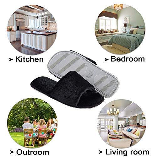 Image of DL Open Toe Slippers for women Indoor, Cozy Memory Foam Womens House Slippers Summer Slip On, Comfy Soft Flannel Womens Bedroom Slippers Slide Breathable Size 5-6 7-8 9-10