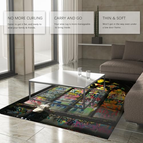 Tapis graffiti 200x300cm grand format style hip hop coloré pour salon - 4