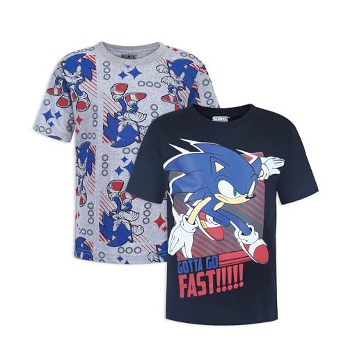 SEGA Sonic The Hedgehog Boys 2 Pack Short Sleeve T-Shirts for Little and Big Kids