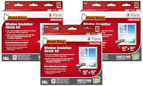 Frost King V73/3H Shrink Window Kit, Indoor, 42 x 62 in, 9 Pack