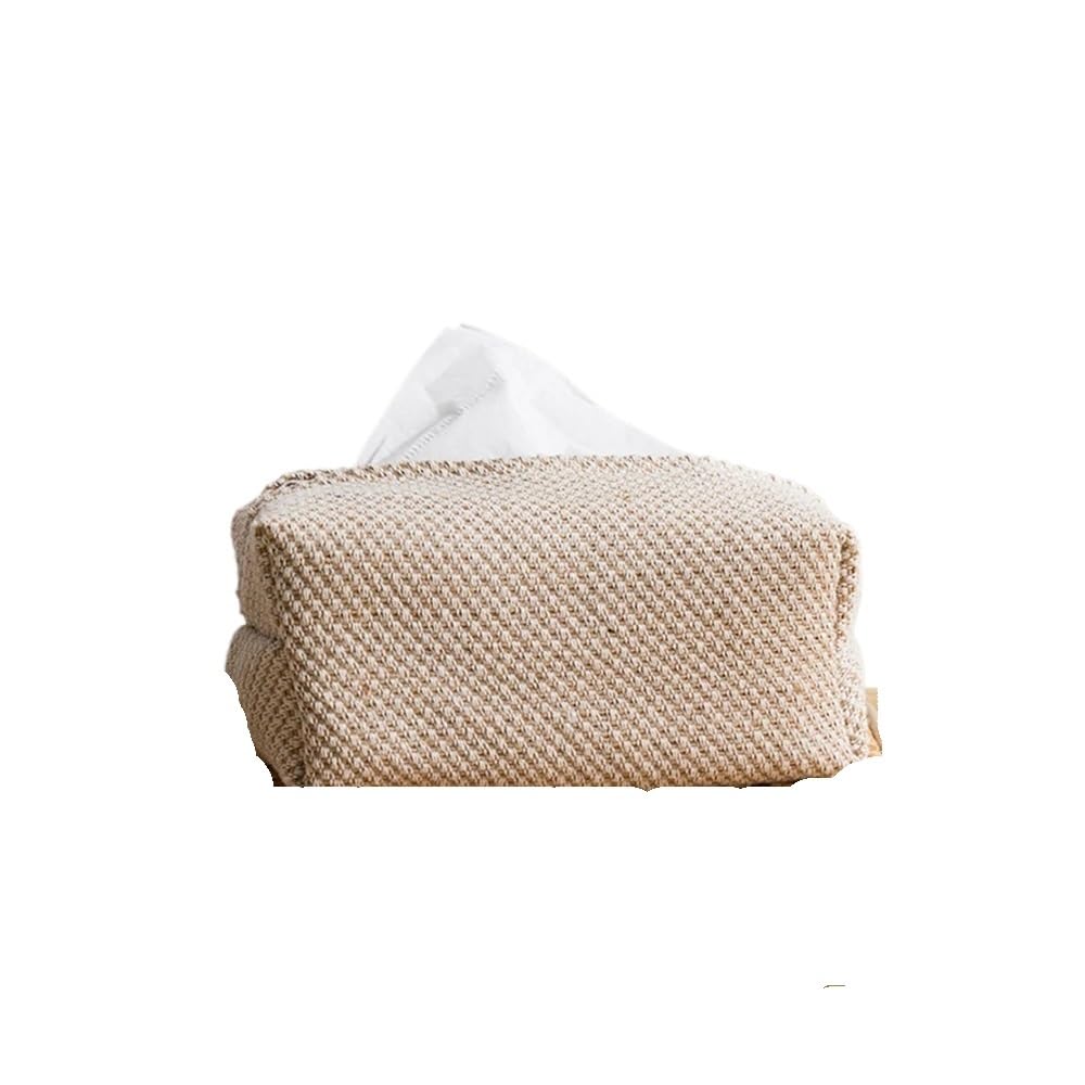Aimanqi Plain Linen Tissue Box Napkin Holder For Living Room Table Tissue Boxes Container Home Car Papers Dispenser Holder(Plain)