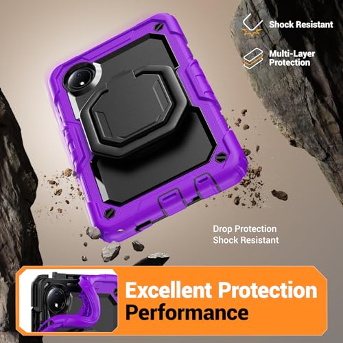 Coque Redmi Pad SE 8.7 2024 antichoc violette avec support et bandoulière - 6