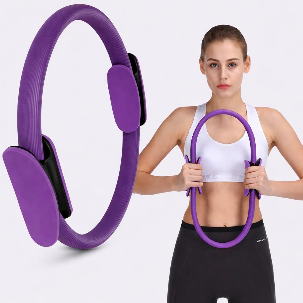 Generisch Pilates Ring Widerstandsring, Exercise Ringe, Doppelgriff Pilates Yoga Rings, Magischer Ring, Fitness, Yoga, Gymnastik, Training, Pilates Zubehör（Lila）