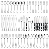 LIANYU 72-Piece Silverware Set with Steak Knives, Stainless Steel Flatware Cutlery Set for 12, Fancy...
