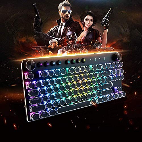 GEEKLIN - Tastiera meccanica per videogiochi con 87 tasti retroilluminata con USB, tastiera cablata per Windows PC gamers