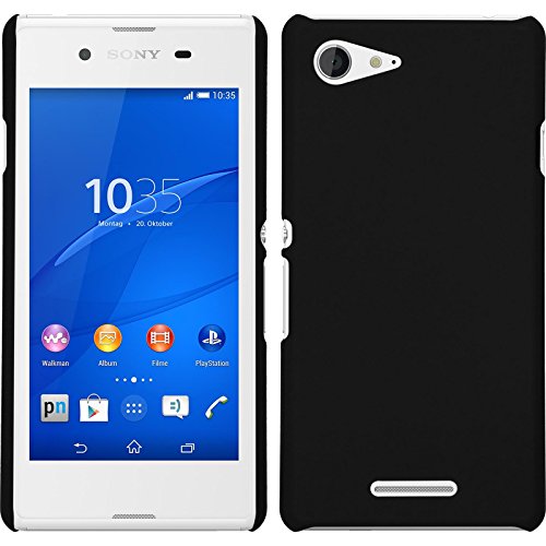 PhoneNatic Hülle kompatibel mit Sony Xperia E3 - Hülle schwarz gummiert Hard-case Cover