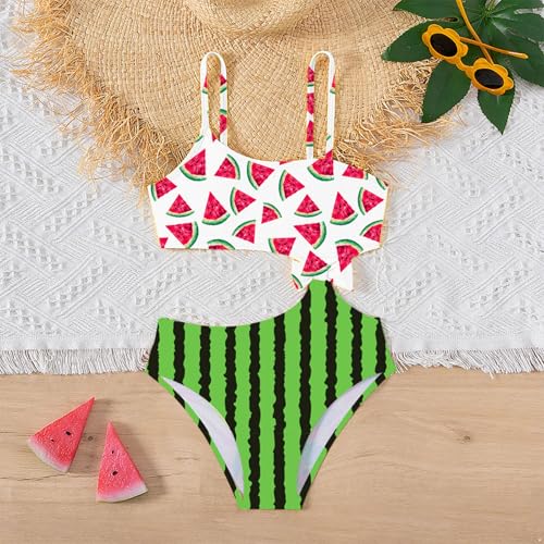 Kids Girls One Piece Summer Beach Swimsuit Tropical Graphic Sleeveless Cutout Spaghetti Straps Swimwear3