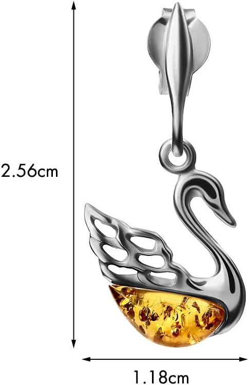 Ian and Valeri Co. Amber Sterling Silver Dangle Swan Earrings