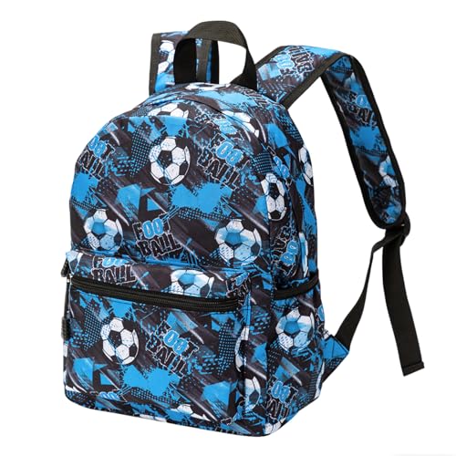 Treer Kids Backpack 3D Football Print School Bags Toddler Backpack for 2-5 Years Old Lightweight and Breathable Childrens School Bags for Girls/Boy (27 * 22 * 13cm) Blue