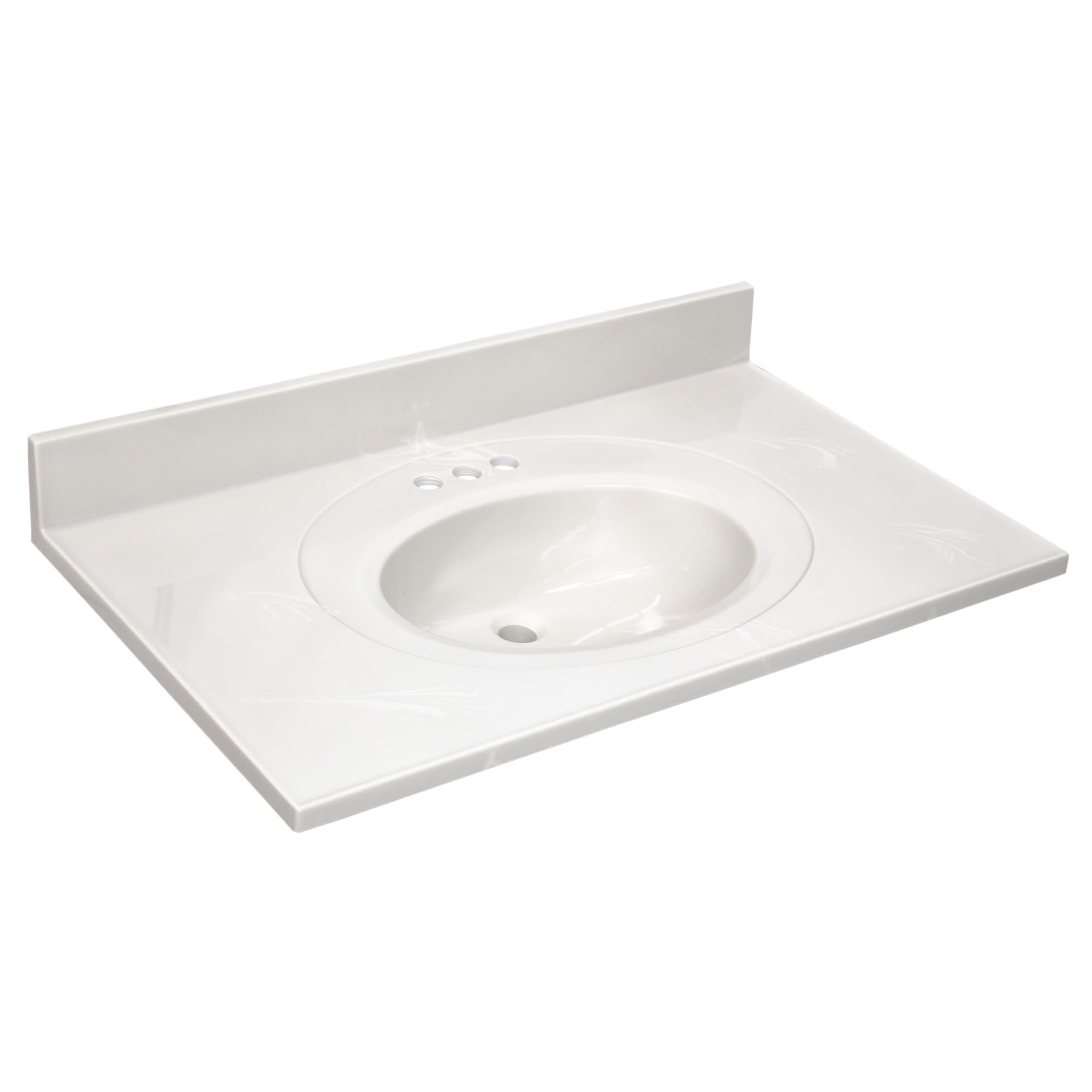 Design House Cultured Marble Vanity Top, Ivory Swirl, 37 in W x 22 in D, Integrated 4 in Centerset Oval Sink &amp; Backsplash, 586339