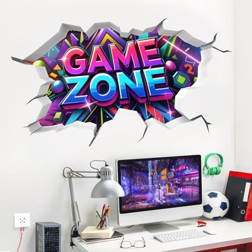 TOARTI 3D Gamer Wandtattoo Gaming Wandtattoo Kinderzimmer WandaufkleberJunge Teenager Game Zone Wandbilder Farbig Gamer Poster für… – Ansicht 5