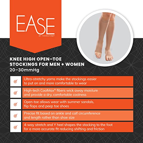 Image of Ease Opaque Open-Toe Knee Highs - 30-40mmHg Firm Compression Stockings