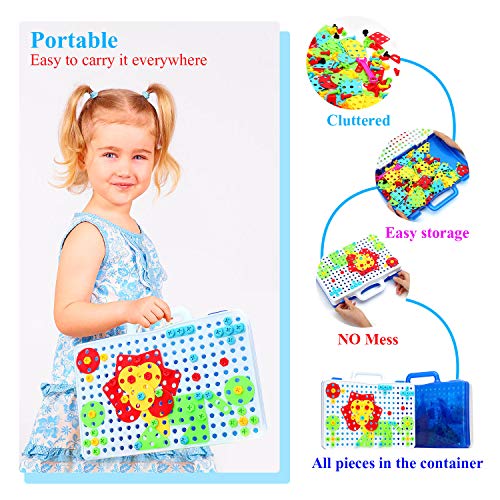 237 Pieces Electric DIY Drill Educational Set, STEM Learning Toys, 3D Construction Engineering Building Blocks for Boys and Girls Ages 3 4 5 6 7 8 9 10 Year Old, Creative Games and Fun
