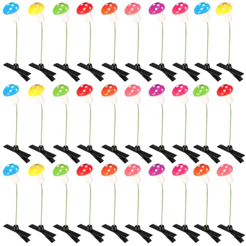 30 Pcs Bean Sprout Hair Clips Plant Styles,Mushroom