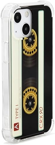 Funda de teléfono con cinta retro compatible con iPhone 13 Mini, casete de música vintage, funda de cuatro esquinas a prueba de golpes, funda
