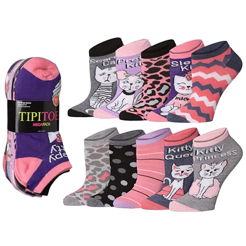 Image of Tipi Toe Women's 10 Pairs Lightweight Colorful Socks - Fun Low Cut Patterns for All-Day Comfort and Easy Everyday Style