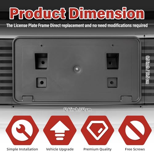 Image of License Plate Bracket Accessories for Dodge Ram 1500 2003-2008, for Ram 2500 3500 2004-2009, Front Bumper License Plate Holder Replacement Frame Black Mount