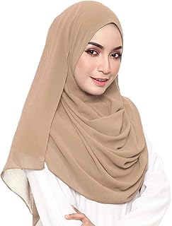 LMVERNA Solid Color Bubble Chiffon Scarf for Women Fashion Soft Hijab Long Scarfs Wrap Scarves
