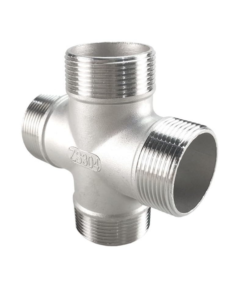 1/4" 3/8" 1/2" 3/4" 1" Male BSPT Thread Pipe Fitting 4 Way Stainless Steel SS304 Cross Type Coupling Pipe Connector DN8-DN50(1-1/2") Brass Hose