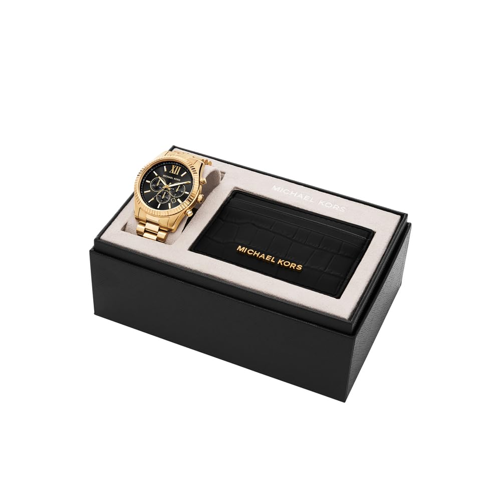 Michael Kors Lexington Herren 44MM Goldfarbene Edelstahluhr, MK9245SET