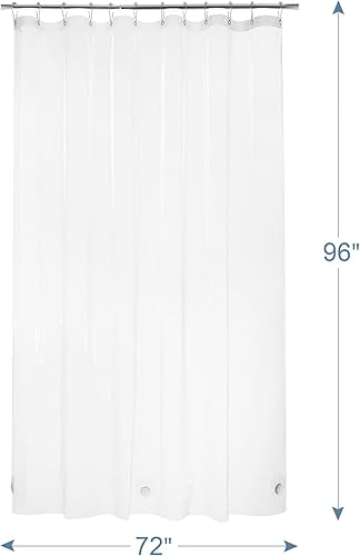 Miniatura 8 de AmazerBath Forro de cortina de ducha resistente calibre 12, 72 x 96 pulgadas, forro de cortina de ducha transparente con 3 piedras transparentes y