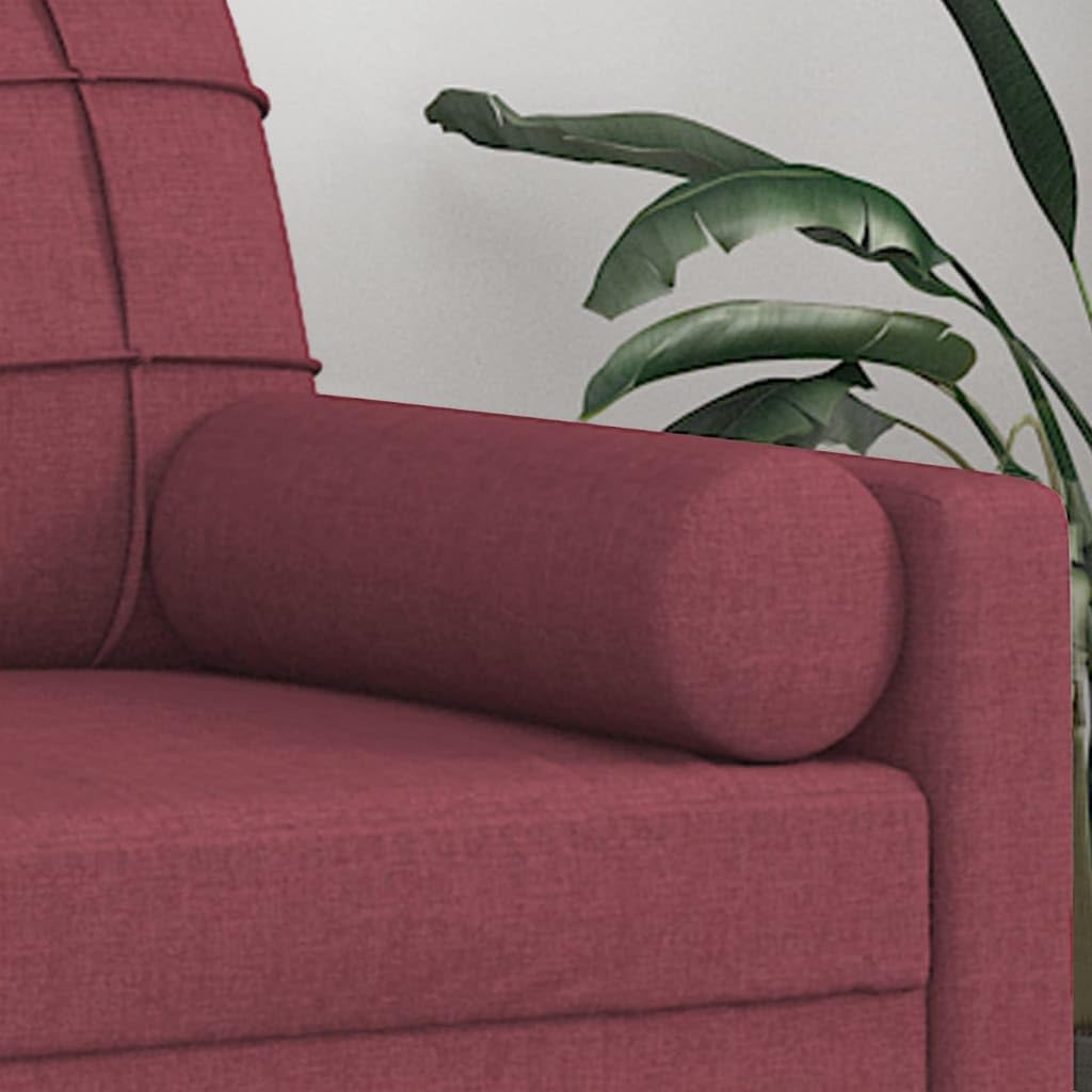 Zierkissen 2er Set Weinrot Ø15x50 cm Stoff, waschbare Dekokissen für Wohnzimmer, Sofa, Bett, Sessel, langlebiges Material, mit Reißverschluss, modern, kuschelig