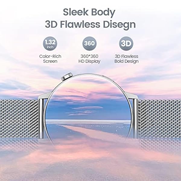 Smartklocka för kvinnor med telefonfunktion, Bluetooth-samtal och 1,32 tum full pekskärm, träningsklocka med SpO2, pulsmätare, sömnmonitor, 20 sportlägen och stegräknare, fitnessklocka, IP67-tät,