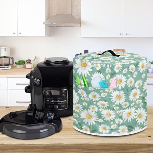Image of Cozeyat Dasiy Floral Pressure Cooker Air Fryer Cover,Round Pressure Cooker Dust Cover,Protective Cover with Pocket Kitchen Appliances for Electric Pressure Cooker Air Fryer Rice Cooker Steamer