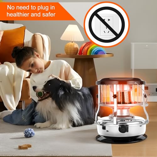 Image of Kerosene Heater, 9000 BTU Portable Indoor Space Heater for Large Room, Radiant Heaters Non Electric Stove Camping Hunting Garage Tent Outdoor Use, 16-21 Hours Burn Time, 4.5L Fuel Capacity Wh