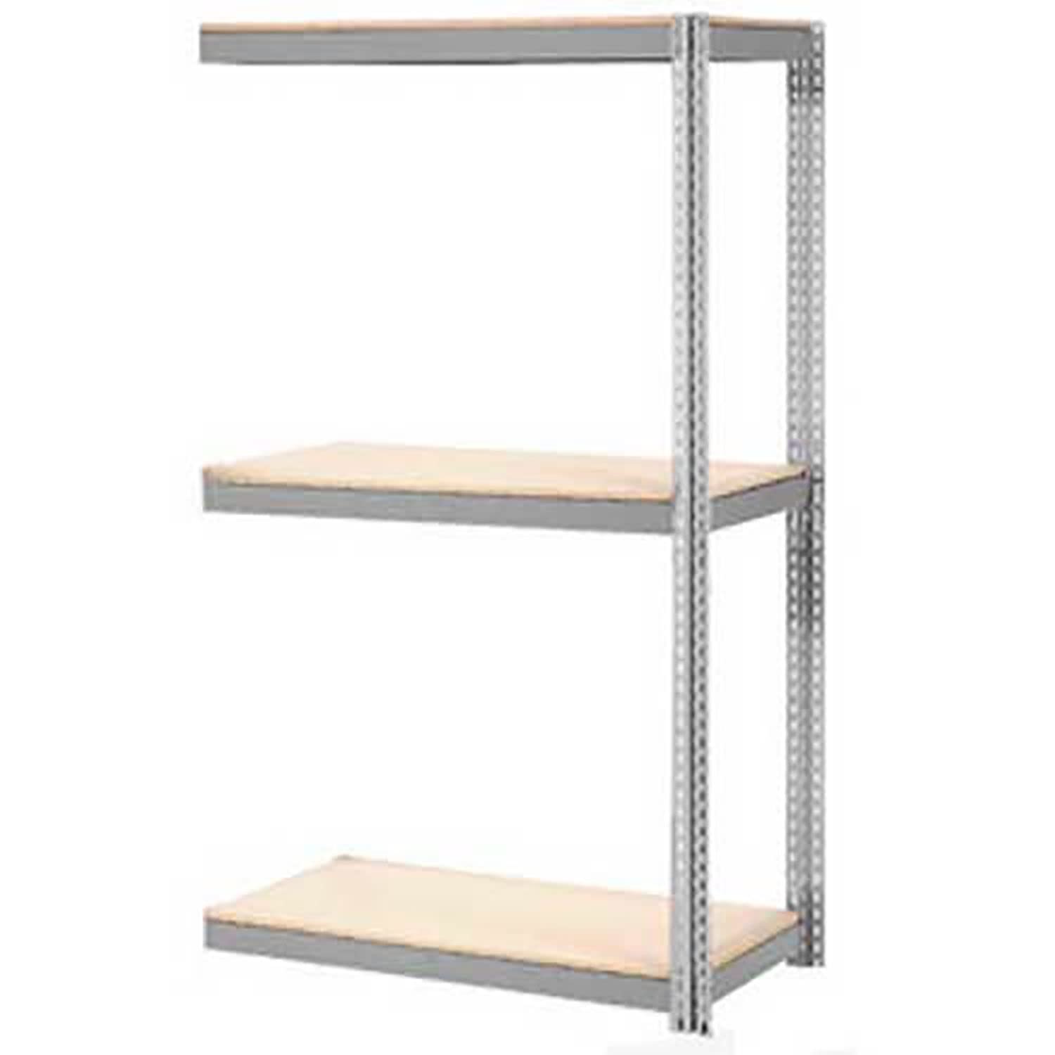 Global Industrial Expandable Add-On Rack 48x24x84 3 Level Wood Deck 1500 lb. Cap Per Level Gry