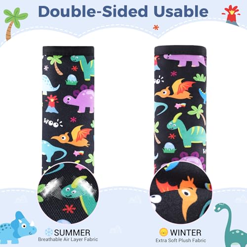 Image of COOLBEBE Car Seat Straps Shoulder Pads for Baby Kids, Super Soft Seat Belt Covers for All Car Seats /Pushchair /Stroller /High Chair, Dinosaur Style, Polyester Material
