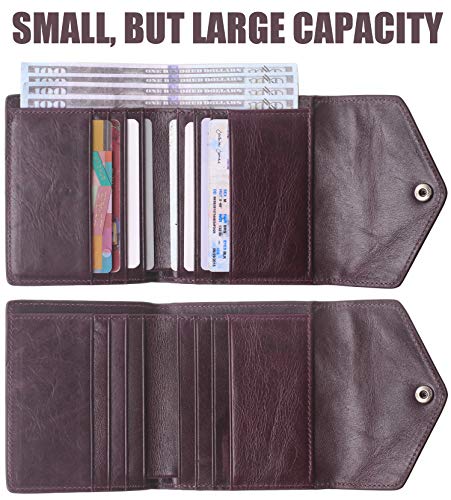 Small Wallet for Women Genuine Leather RFID Blocking Card Holder Organizer Pocket Compact Bifold Ladies Mini Purse 6