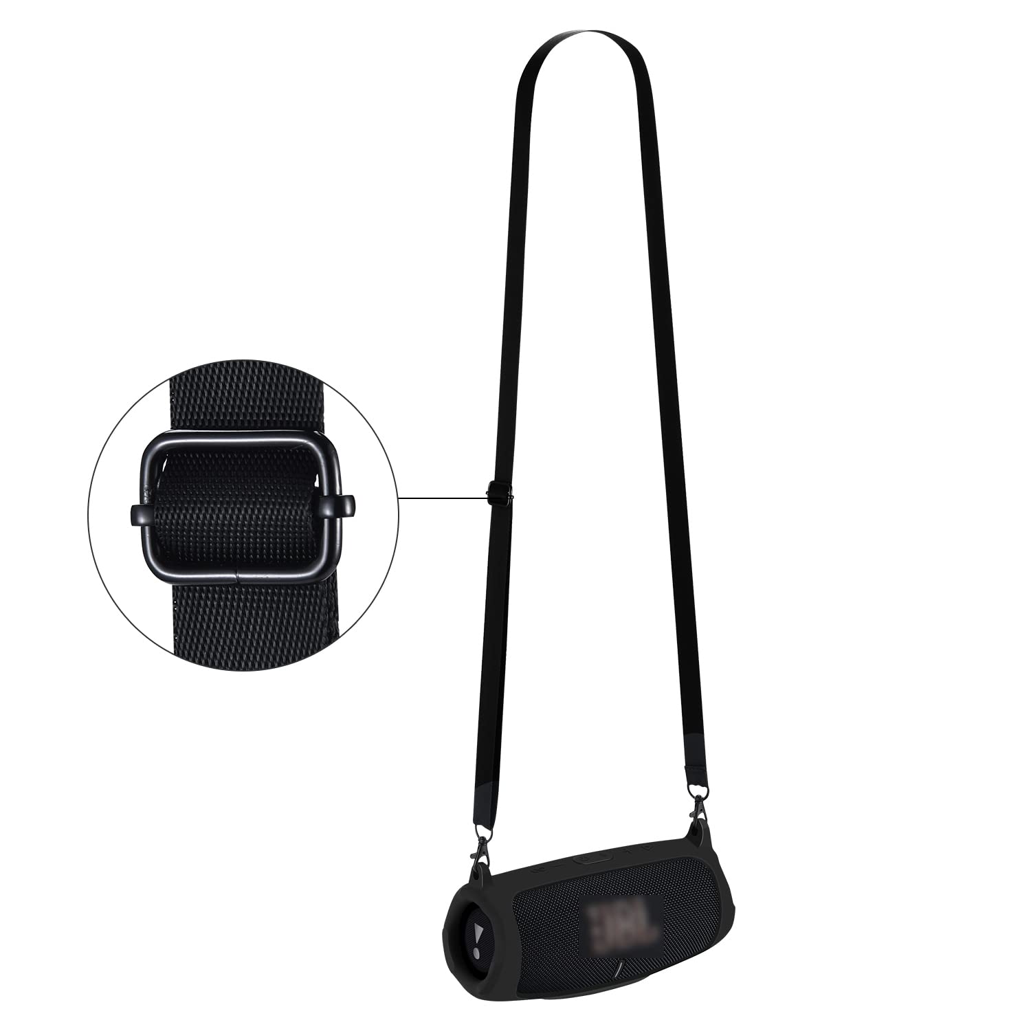 Custodia Protettiva In Silicone Per JBL Charge 5 - Con Tracolla E Moschettone, Leggera E Resistente (Nero)