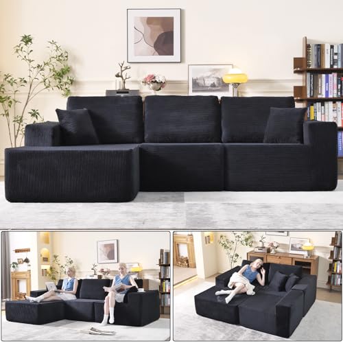 L-Shape Modular Sectional Sofa 108" — Cloud Couch Style 3-Seat Oversized Upholstered Sectional for Living Spaces No-Assembly